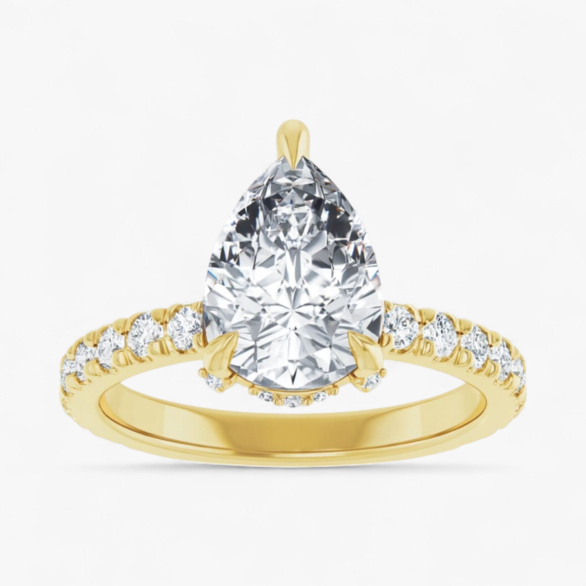 The Signature Pavé Hidden Halo Engagement Ring | Pear