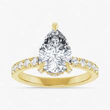 The Signature Pavé Hidden Halo Engagement Ring | Pear