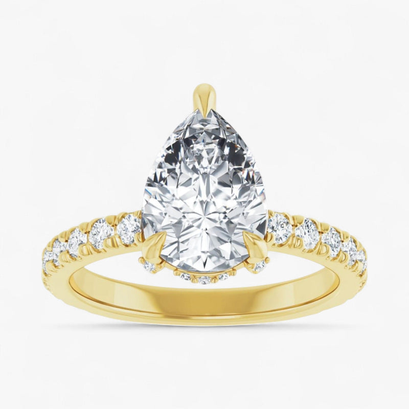 The Signature Pavé Hidden Halo Engagement Ring | Pear
