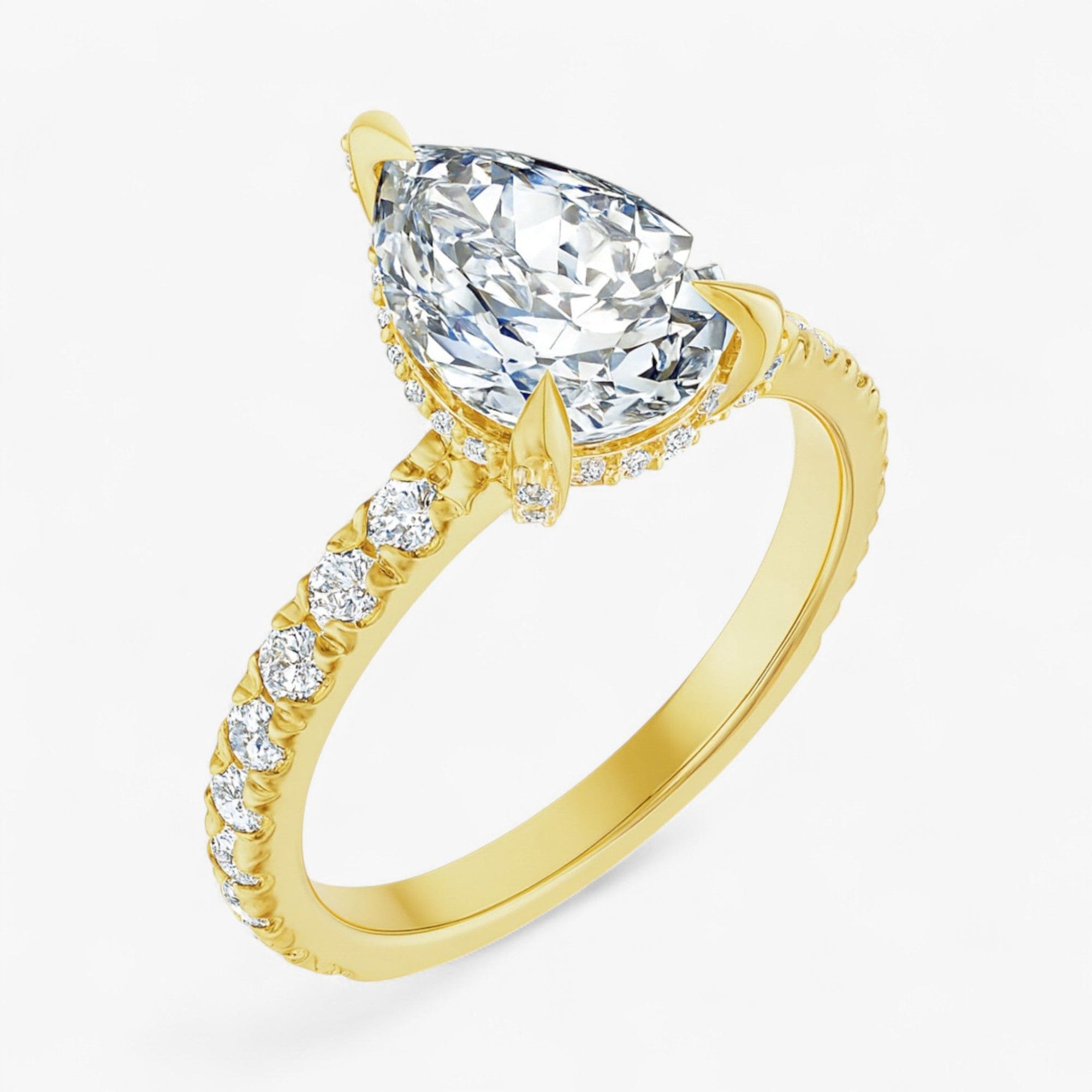 The Signature Pavé Hidden Halo Engagement Ring | Pear