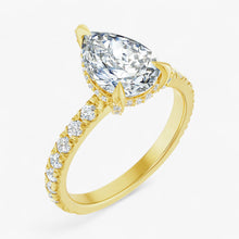 The Signature Pavé Hidden Halo Engagement Ring | Pear