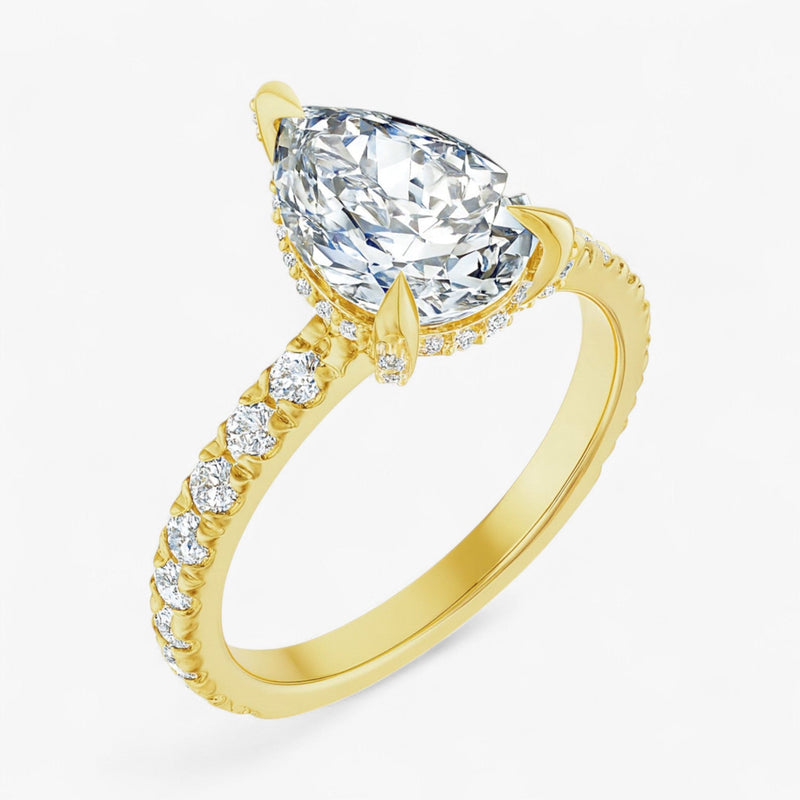 The Signature Pavé Hidden Halo Engagement Ring | Pear