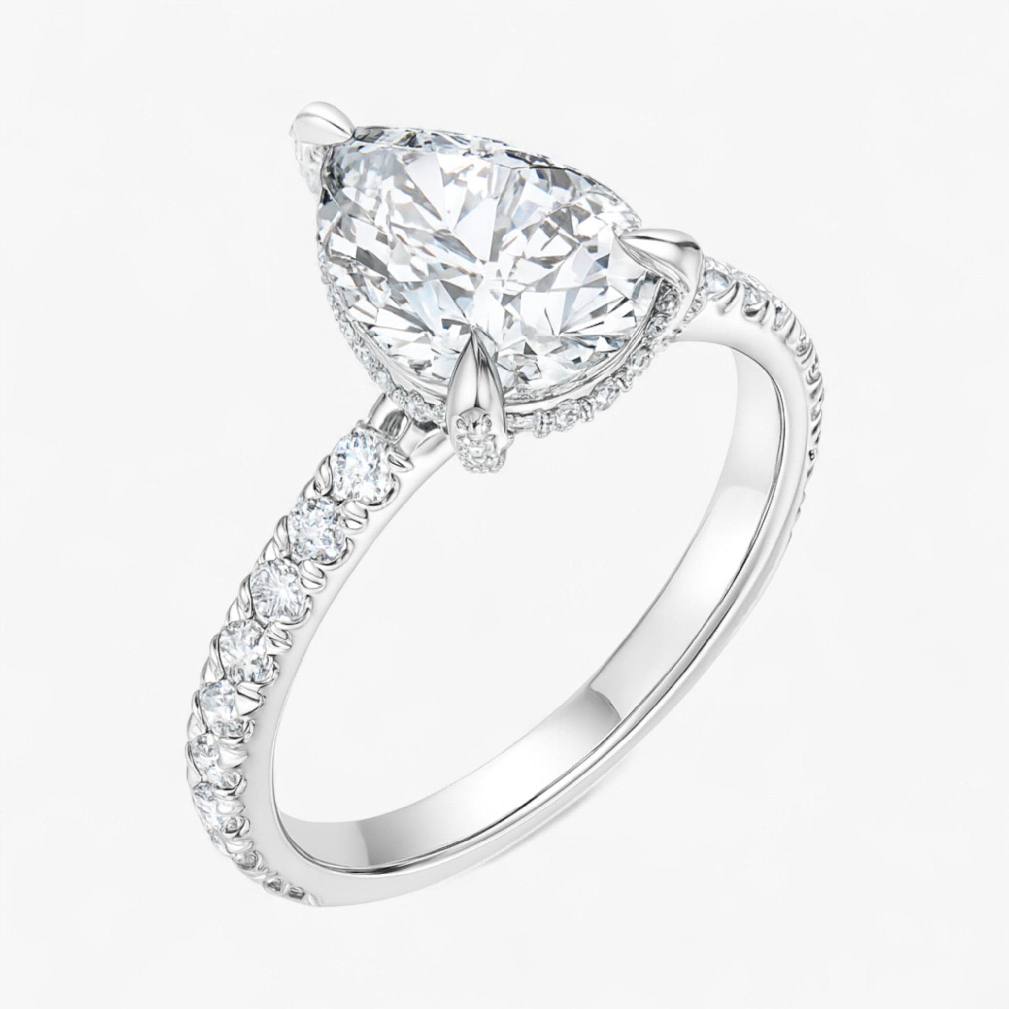 The Signature Pavé Hidden Halo Engagement Ring | Pear