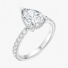 The Signature Pavé Hidden Halo Engagement Ring | Pear