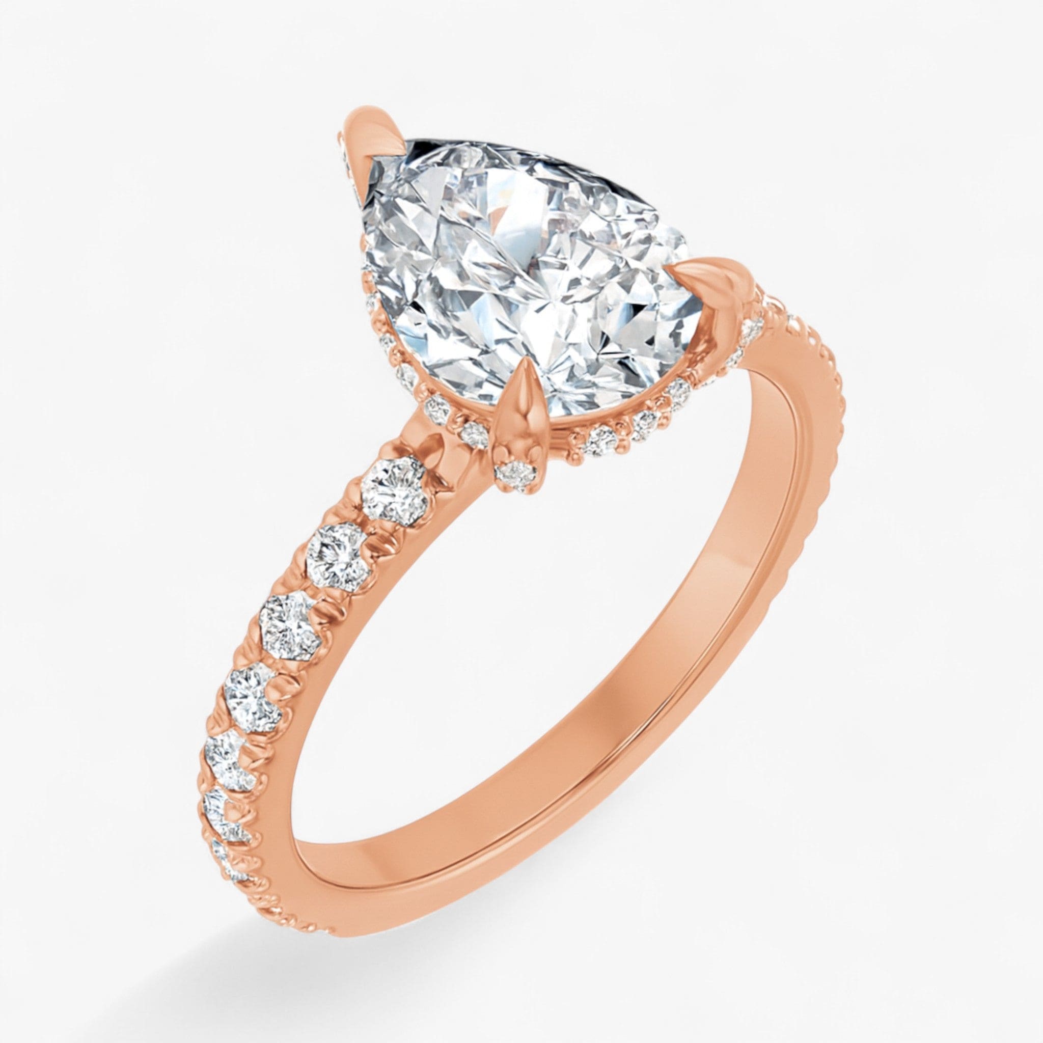 The Signature Pavé Hidden Halo Engagement Ring | Pear