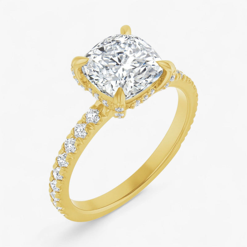 The Signature Pavé Hidden Halo Engagement Ring | Cushion
