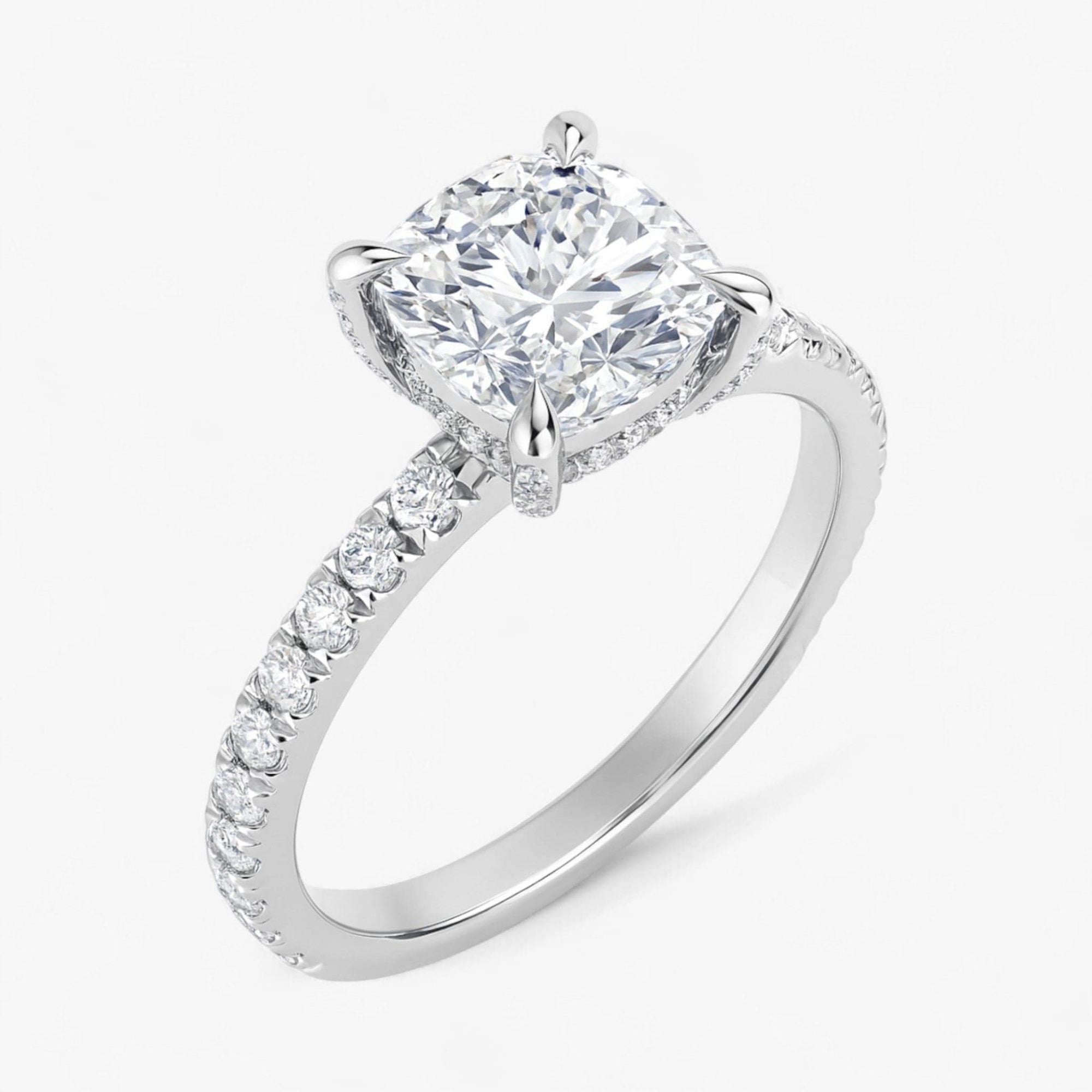 The Signature Pavé Hidden Halo Engagement Ring | Cushion