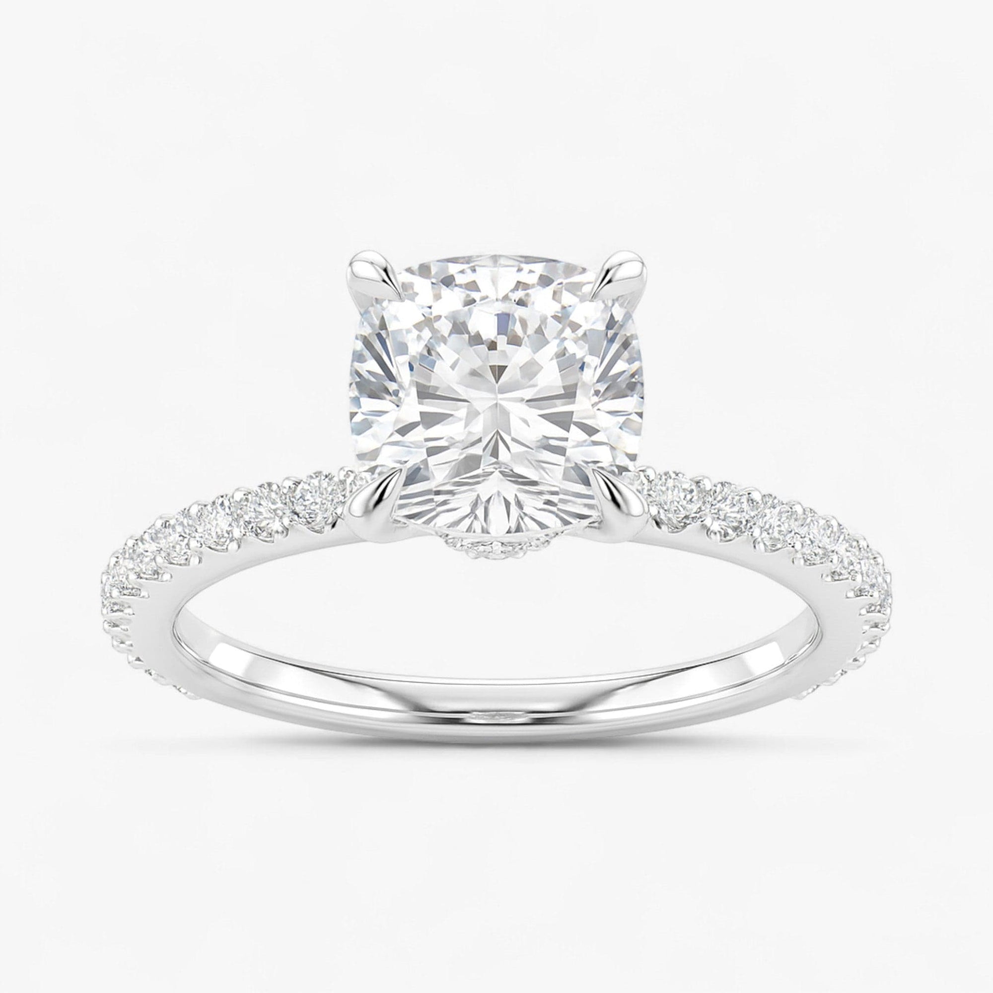 The Iconic Secret Halo Pavé Engagement Ring | Cushion