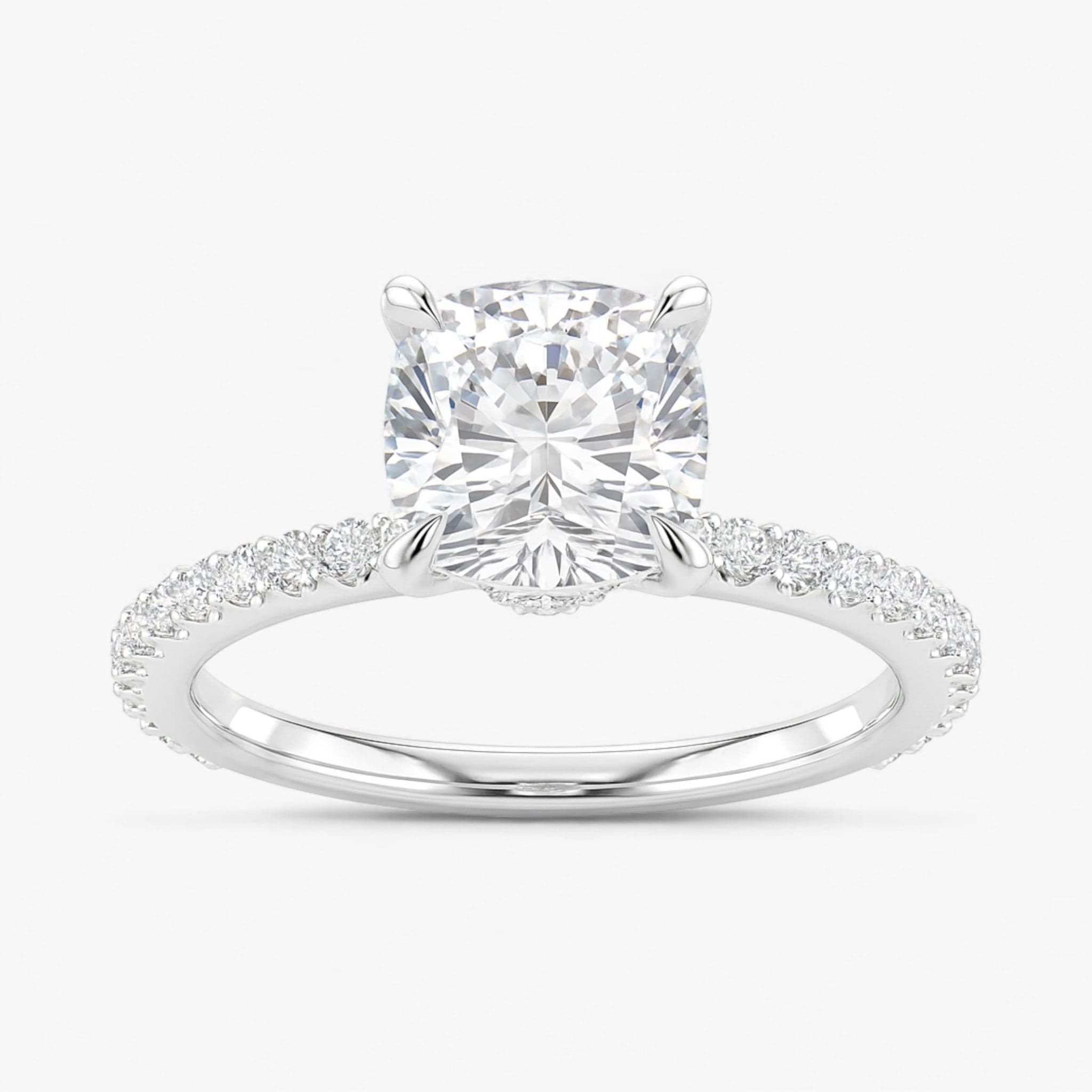 The Iconic Secret Halo Pavé Engagement Ring | Cushion