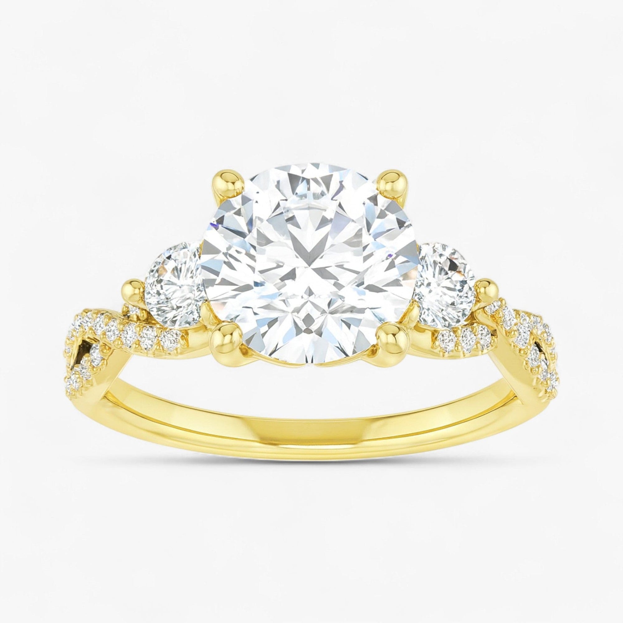 The Iconic 3-Stone Twisted Engagement Ring | Round