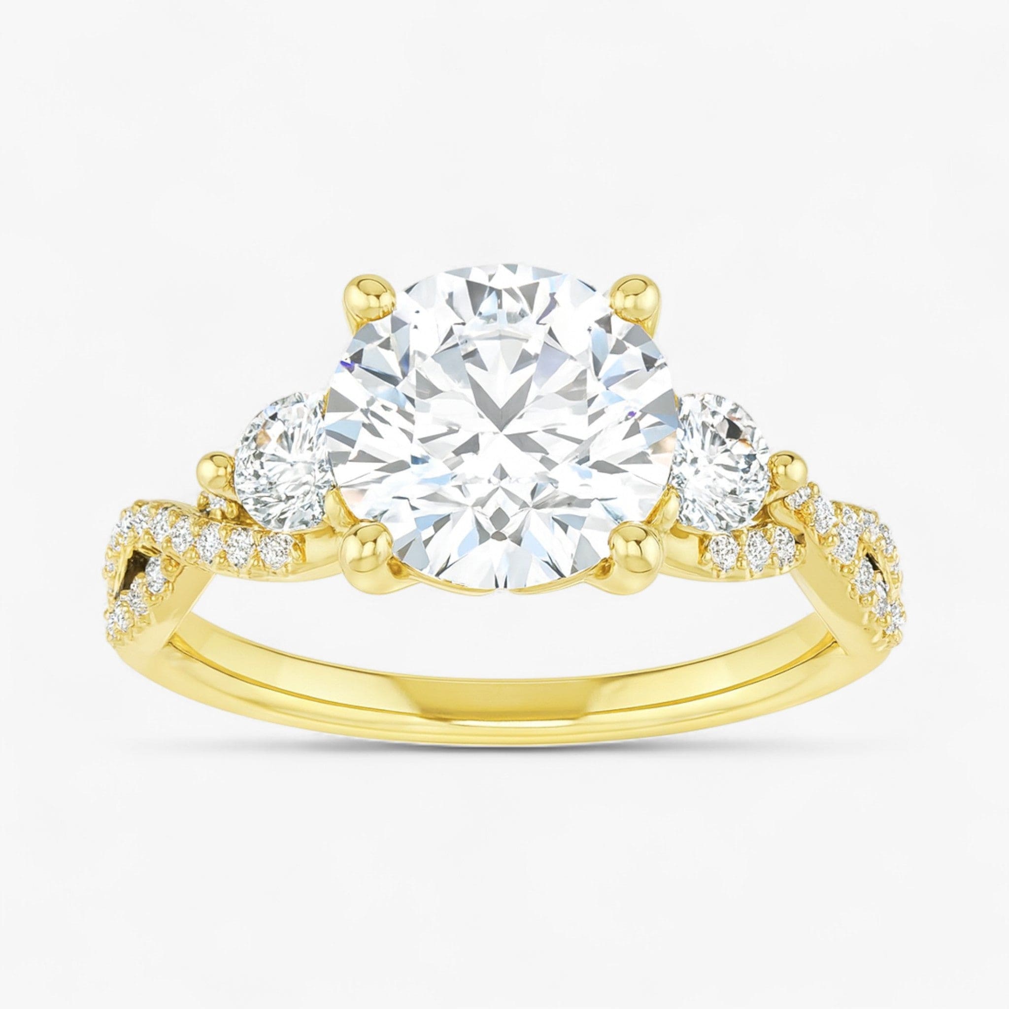 The Iconic 3-Stone Twisted Engagement Ring | Round