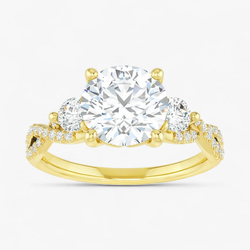 The Iconic 3-Stone Twisted Engagement Ring | Round