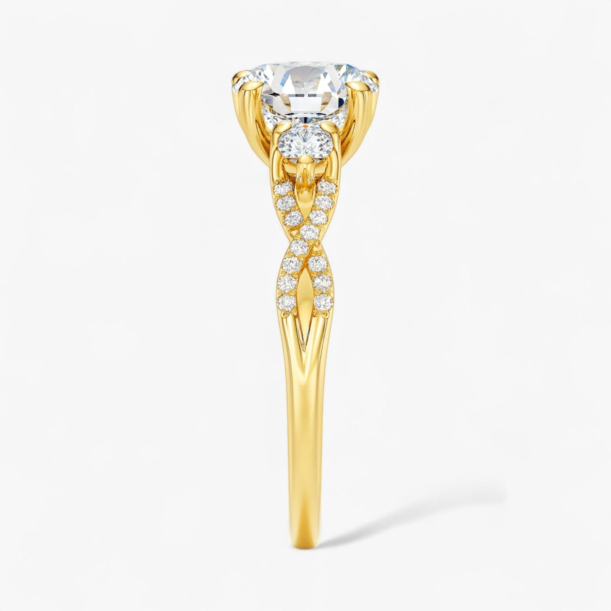 The Iconic 3-Stone Twisted Engagement Ring | Round