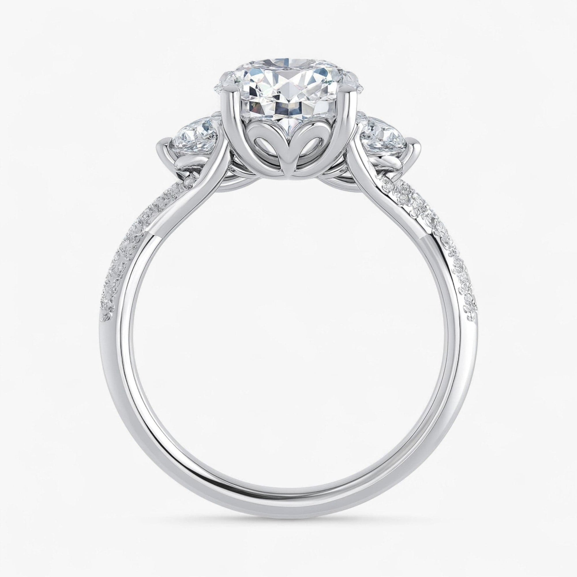 The Iconic 3-Stone Twisted Engagement Ring | Round