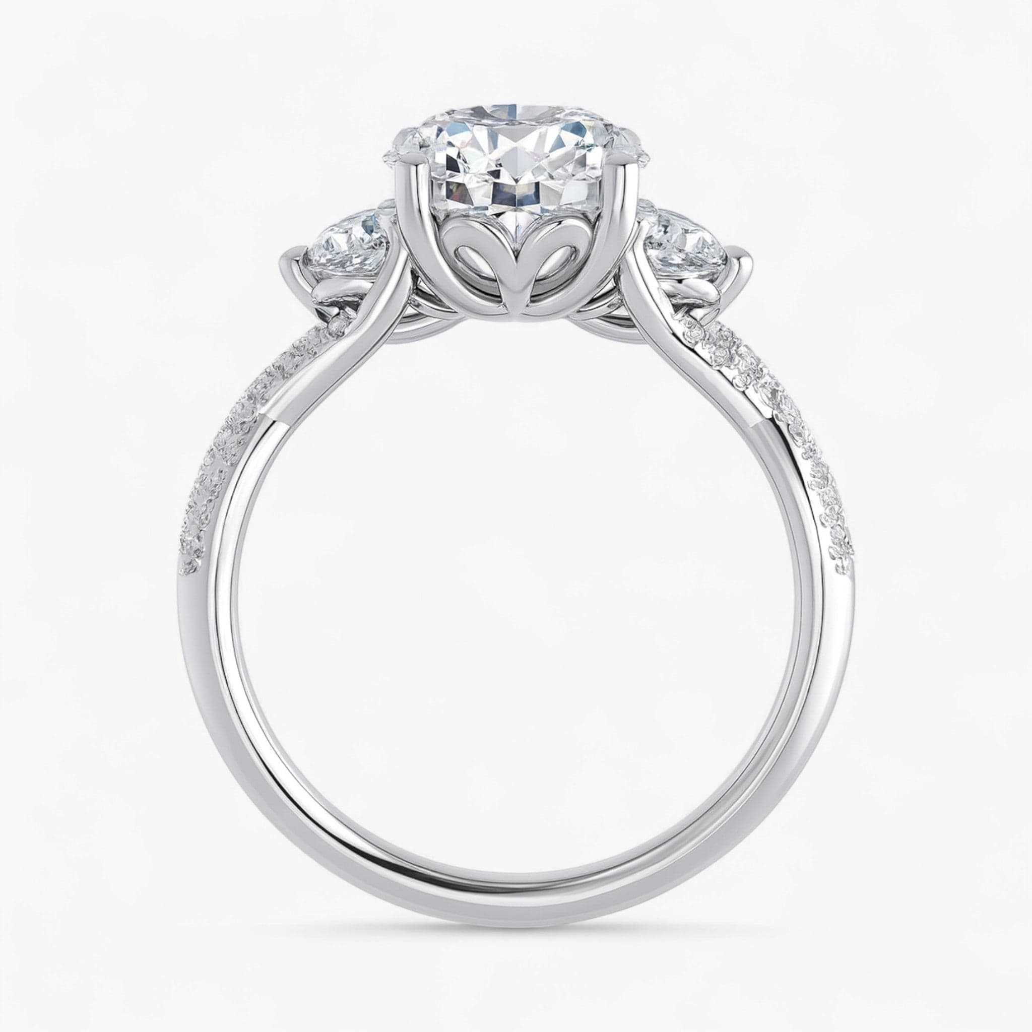 The Iconic 3-Stone Twisted Engagement Ring | Round