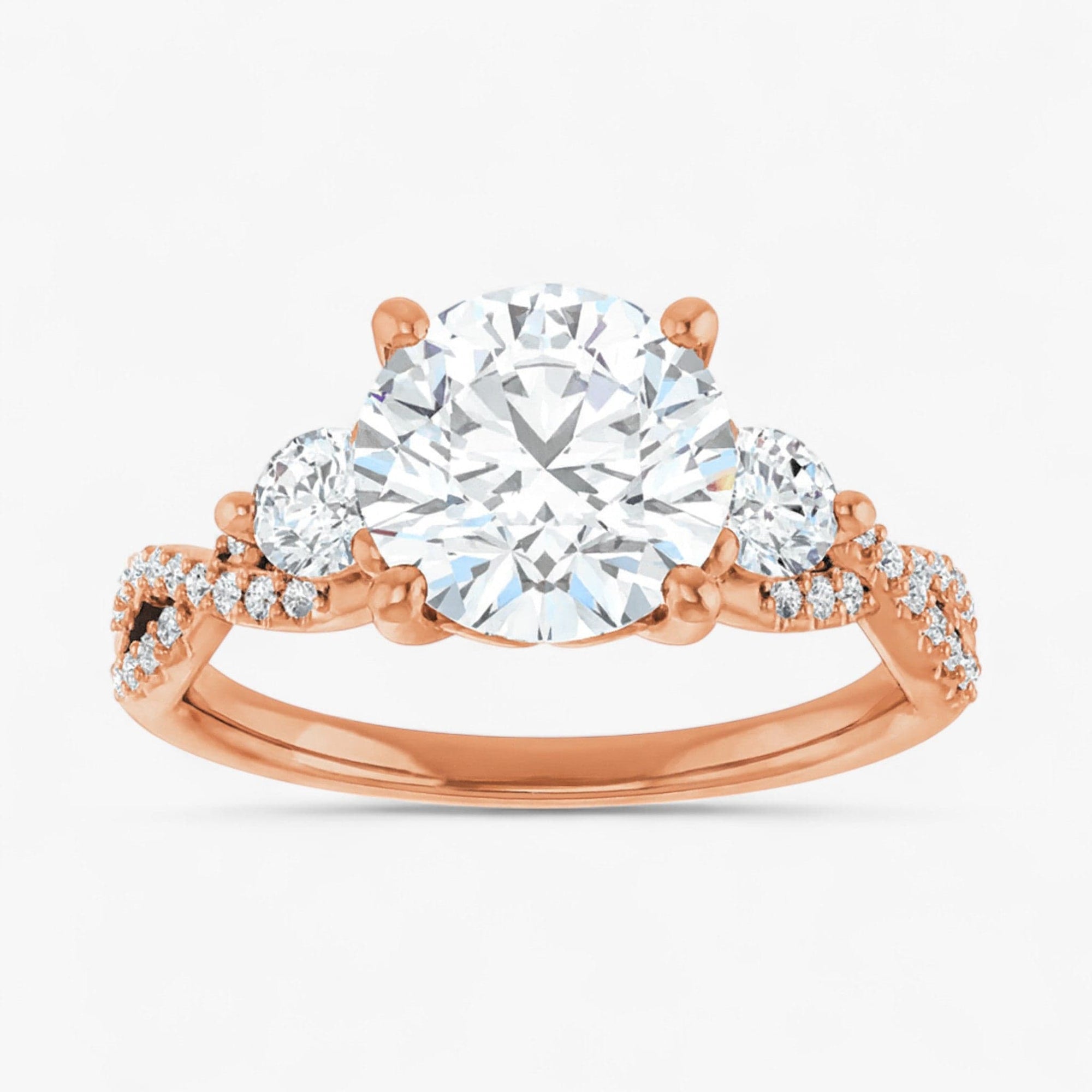 The Iconic 3-Stone Twisted Engagement Ring | Round