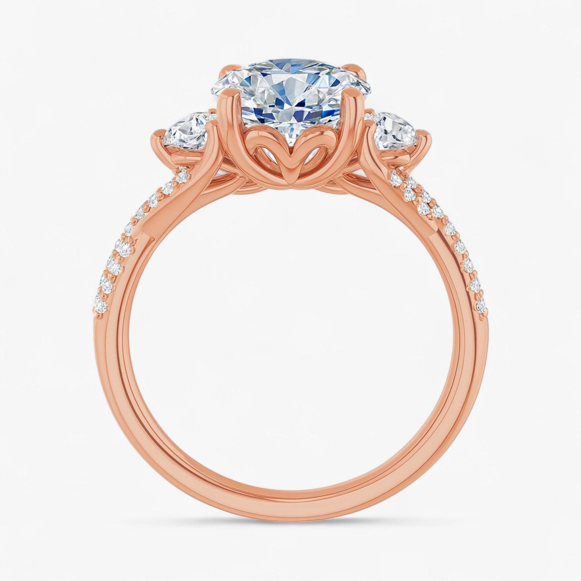The Iconic 3-Stone Twisted Engagement Ring | Round