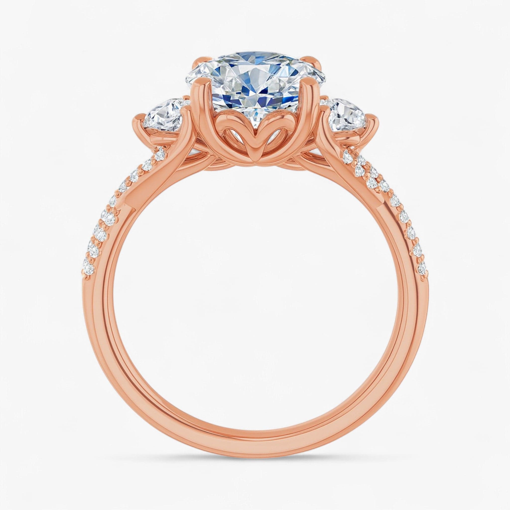 The Iconic 3-Stone Twisted Engagement Ring | Round