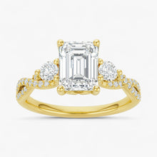 The Iconic 3-Stone Twisted Engagement Ring | Emerald