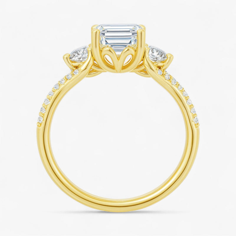 The Iconic 3-Stone Twisted Engagement Ring | Emerald