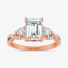 The Iconic 3-Stone Twisted Engagement Ring | Emerald