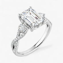The Iconic 3-Stone Twisted Engagement Ring | Emerald