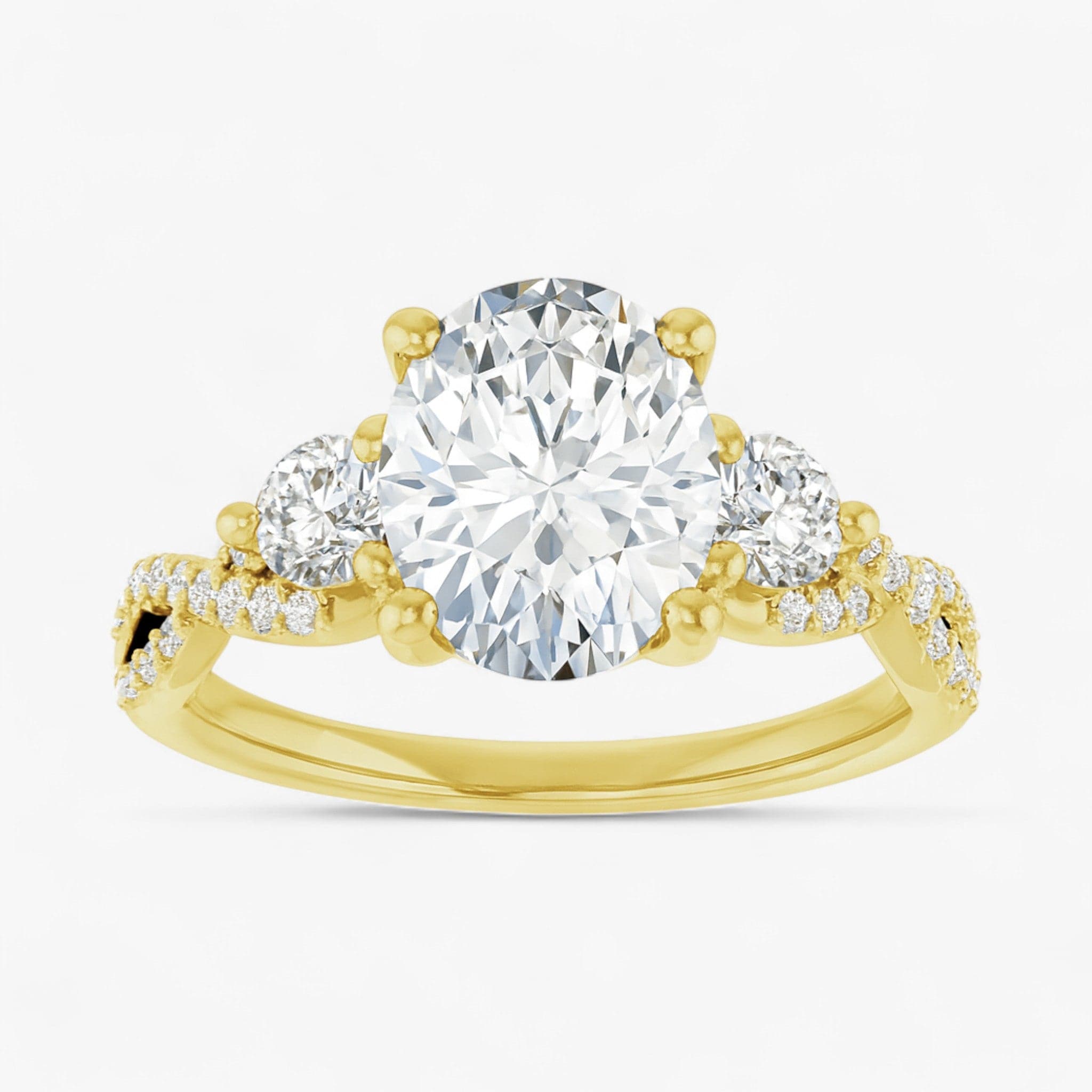 The Iconic 3-Stone Twisted Engagement Ring | Oval