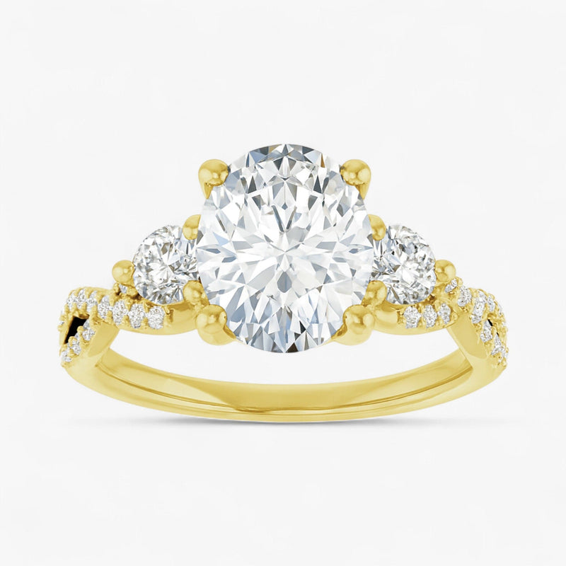 The Iconic 3-Stone Twisted Engagement Ring | Oval