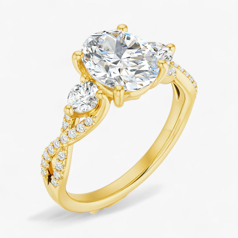 The Iconic 3-Stone Twisted Engagement Ring | Oval