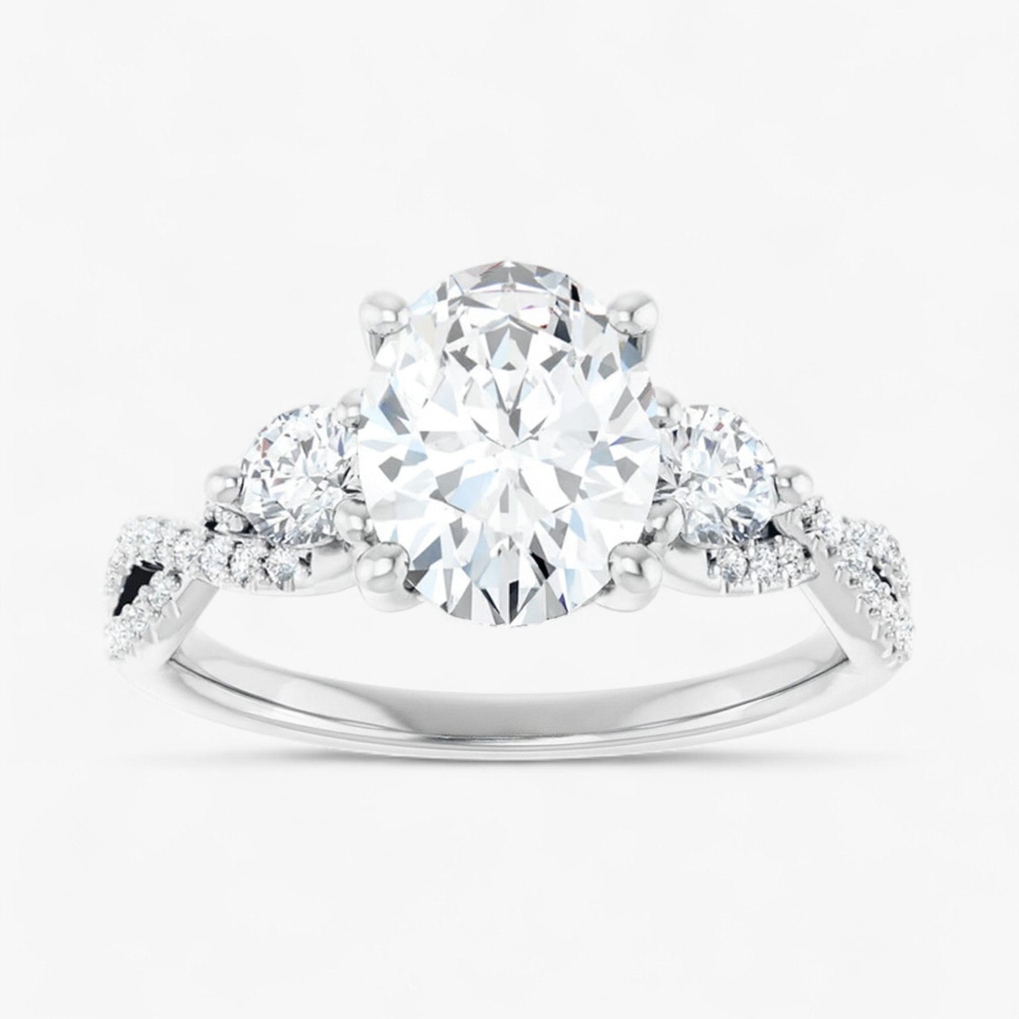 The Iconic 3-Stone Twisted Engagement Ring | Oval