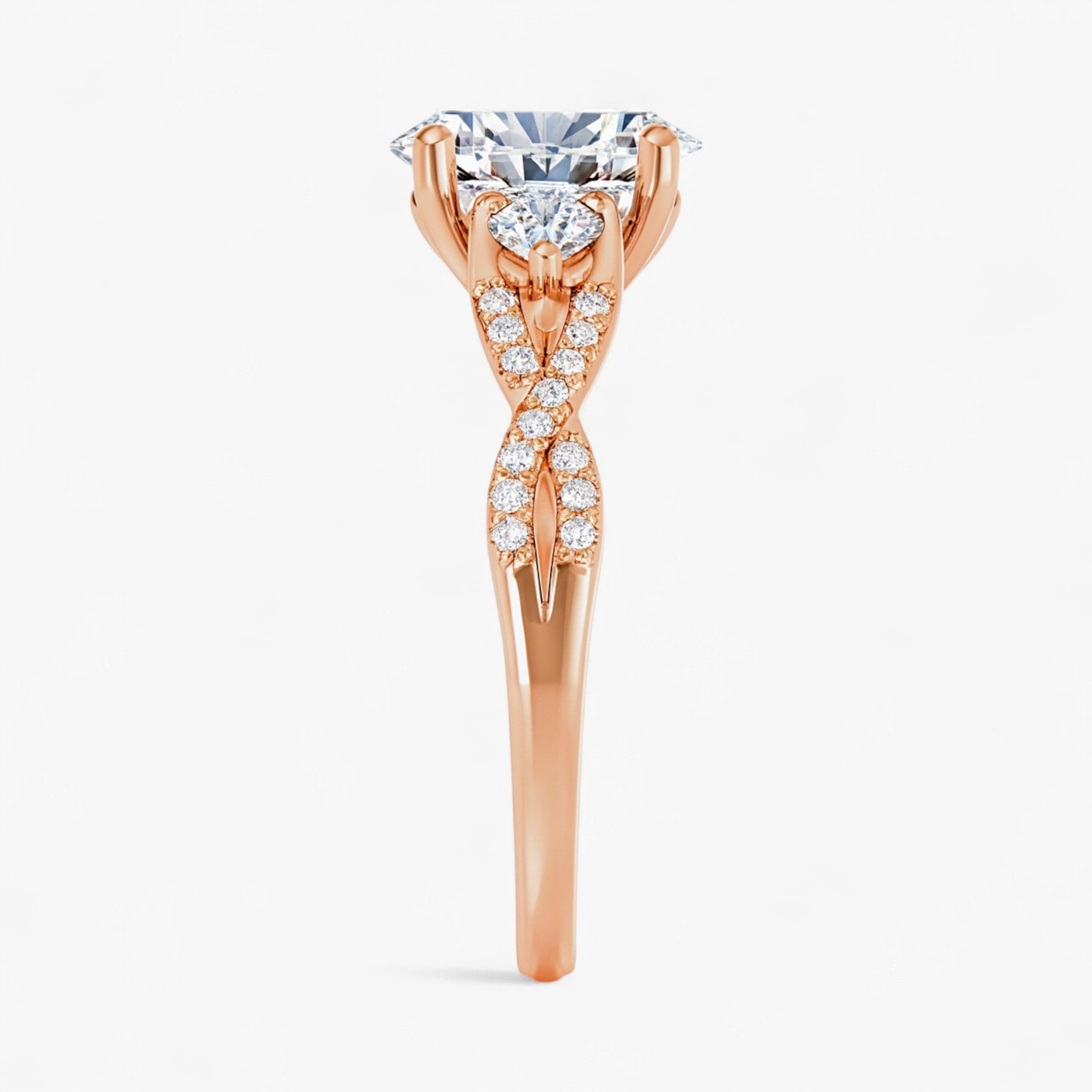 The Iconic 3-Stone Twisted Engagement Ring | Oval