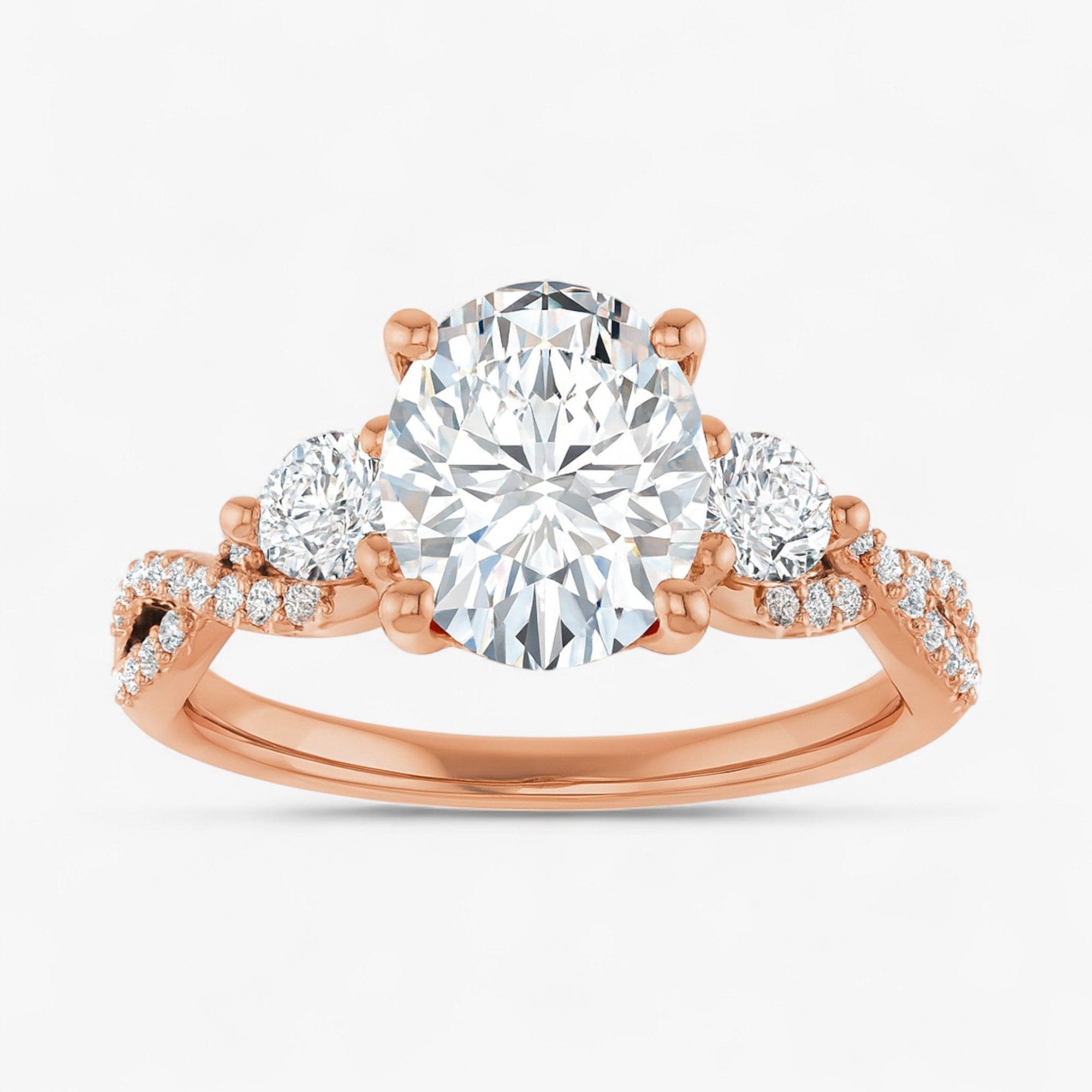 The Iconic 3-Stone Twisted Engagement Ring | Oval