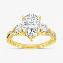 The Iconic 3-Stone Twisted Engagement Ring | Pear
