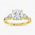 The Iconic 3-Stone Twisted Engagement Ring | Cushion