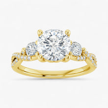 The Iconic 3-Stone Twisted Engagement Ring | Cushion