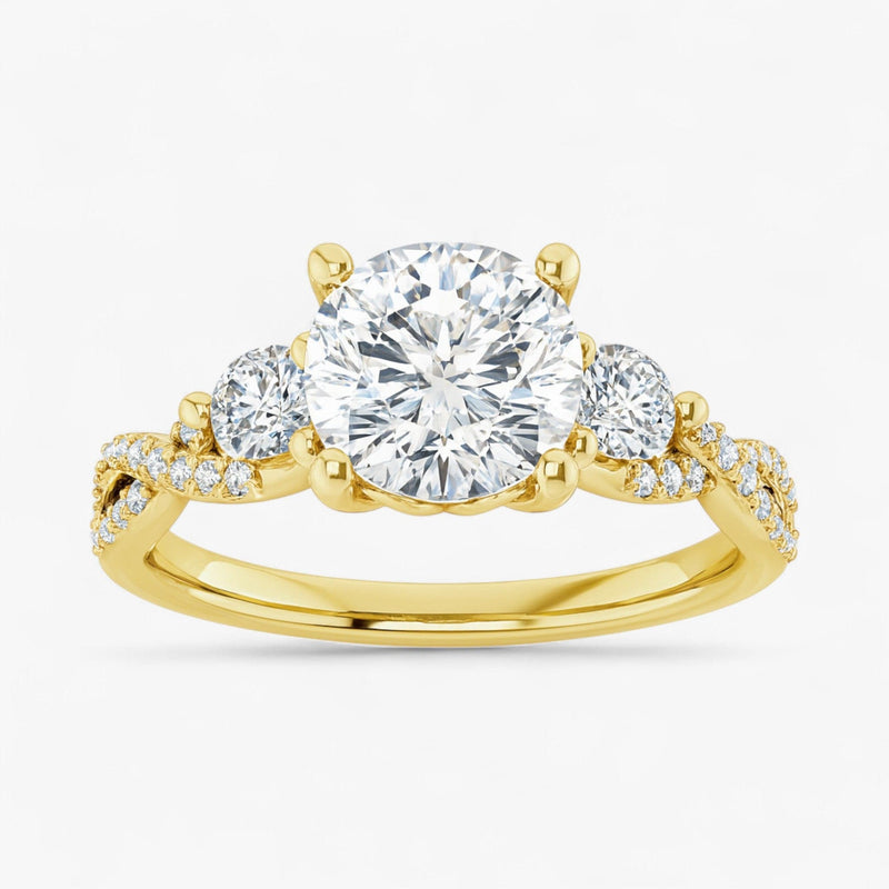 The Iconic 3-Stone Twisted Engagement Ring | Cushion