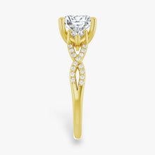The Iconic 3-Stone Twisted Engagement Ring | Cushion