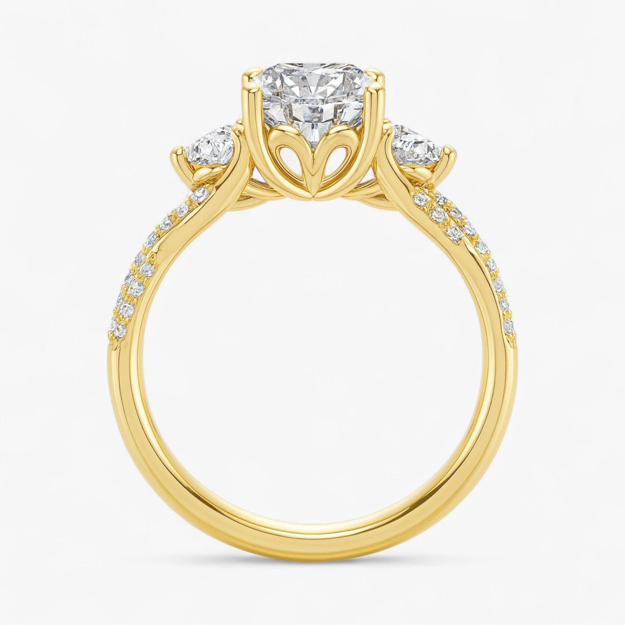 The Iconic 3-Stone Twisted Engagement Ring | Cushion