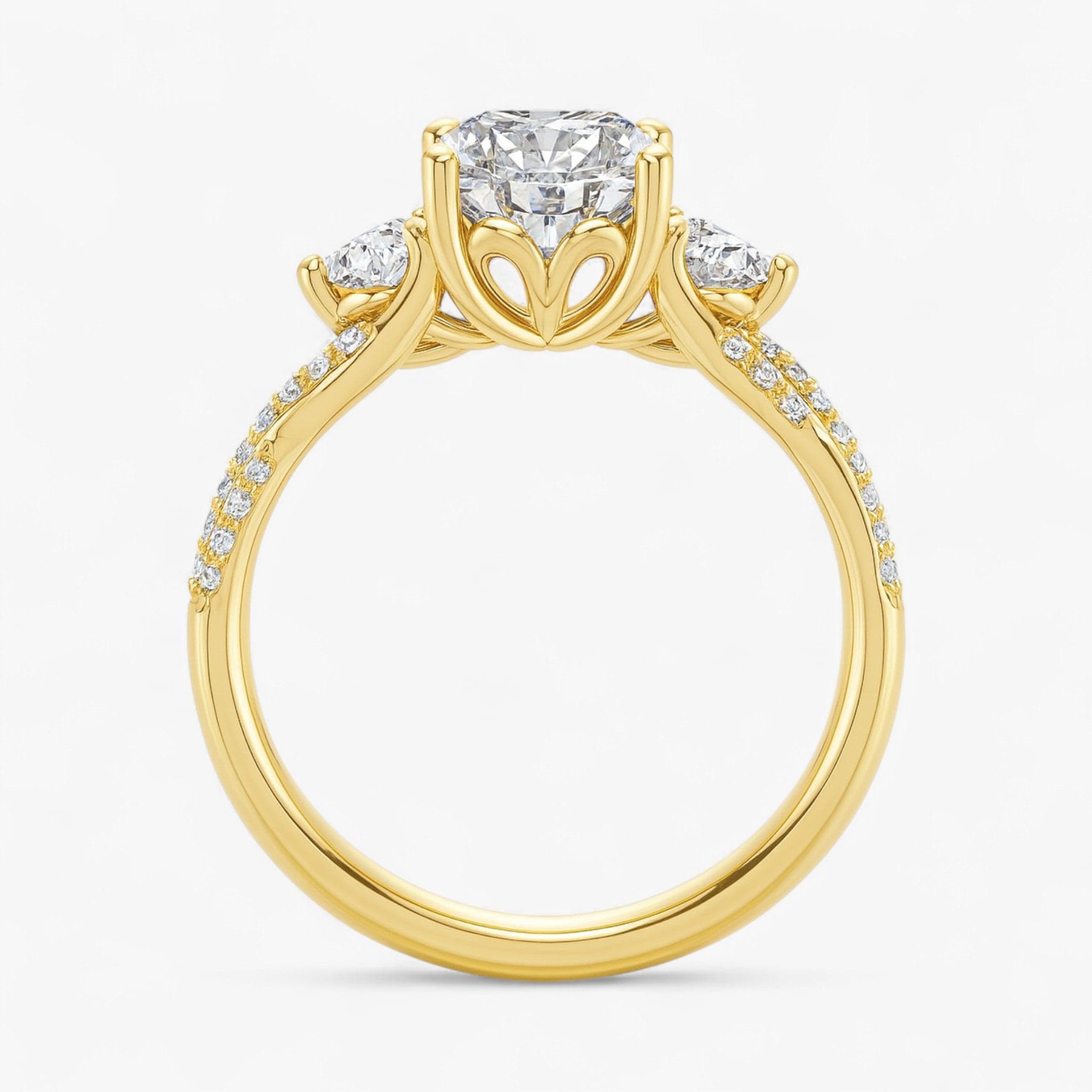 The Iconic 3-Stone Twisted Engagement Ring | Cushion