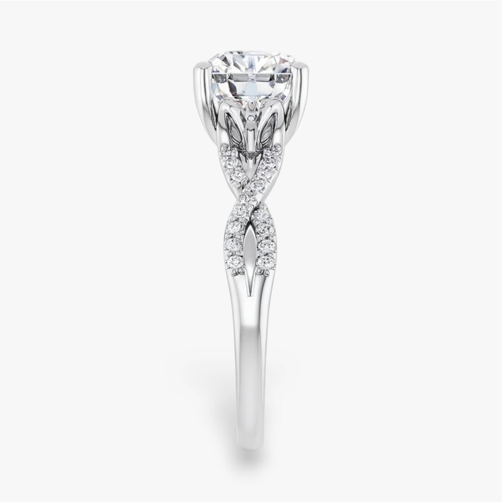 The Iconic 3-Stone Twisted Engagement Ring | Cushion