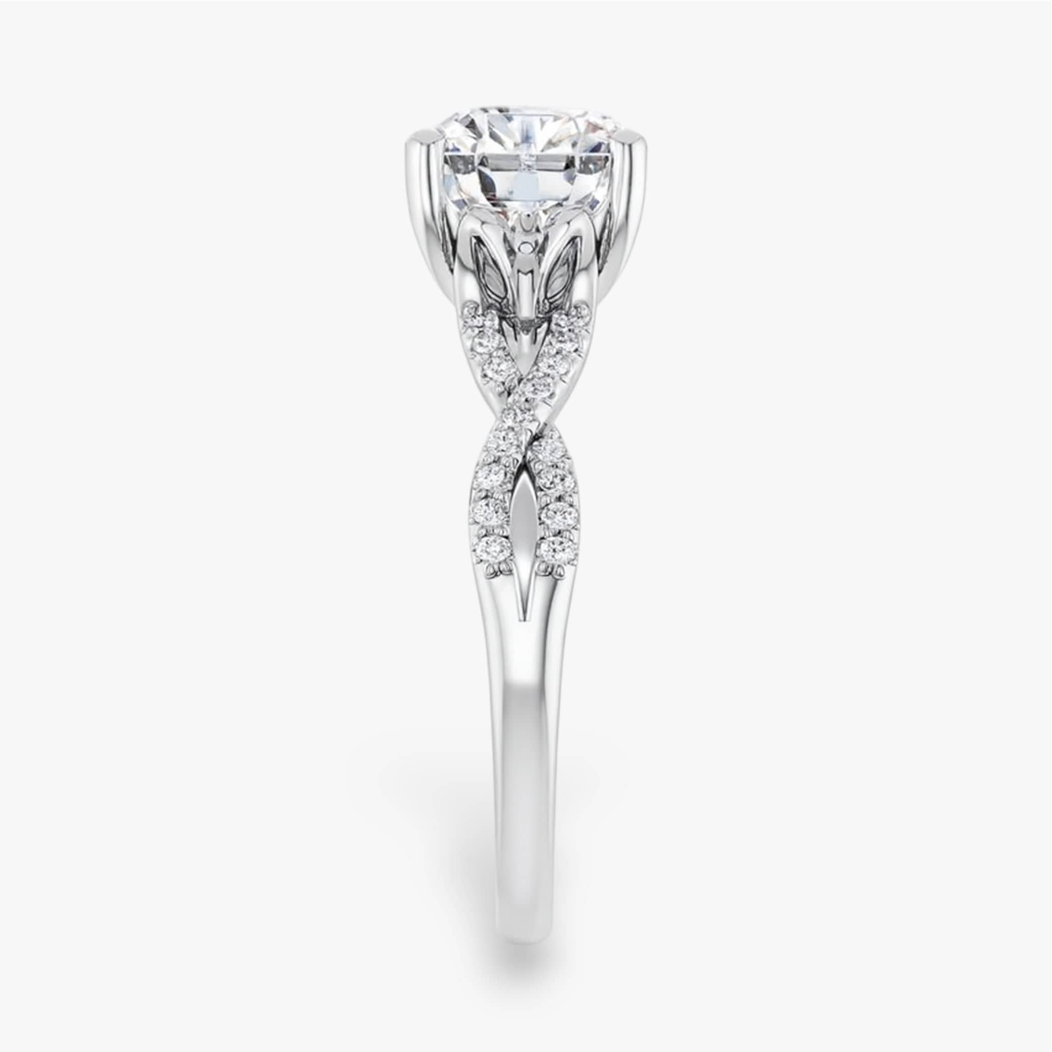 The Iconic 3-Stone Twisted Engagement Ring | Cushion