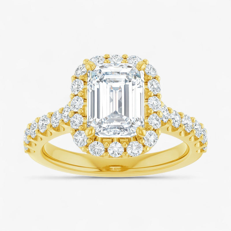 The Iconic Pavé Halo Engagement Ring | Emerald