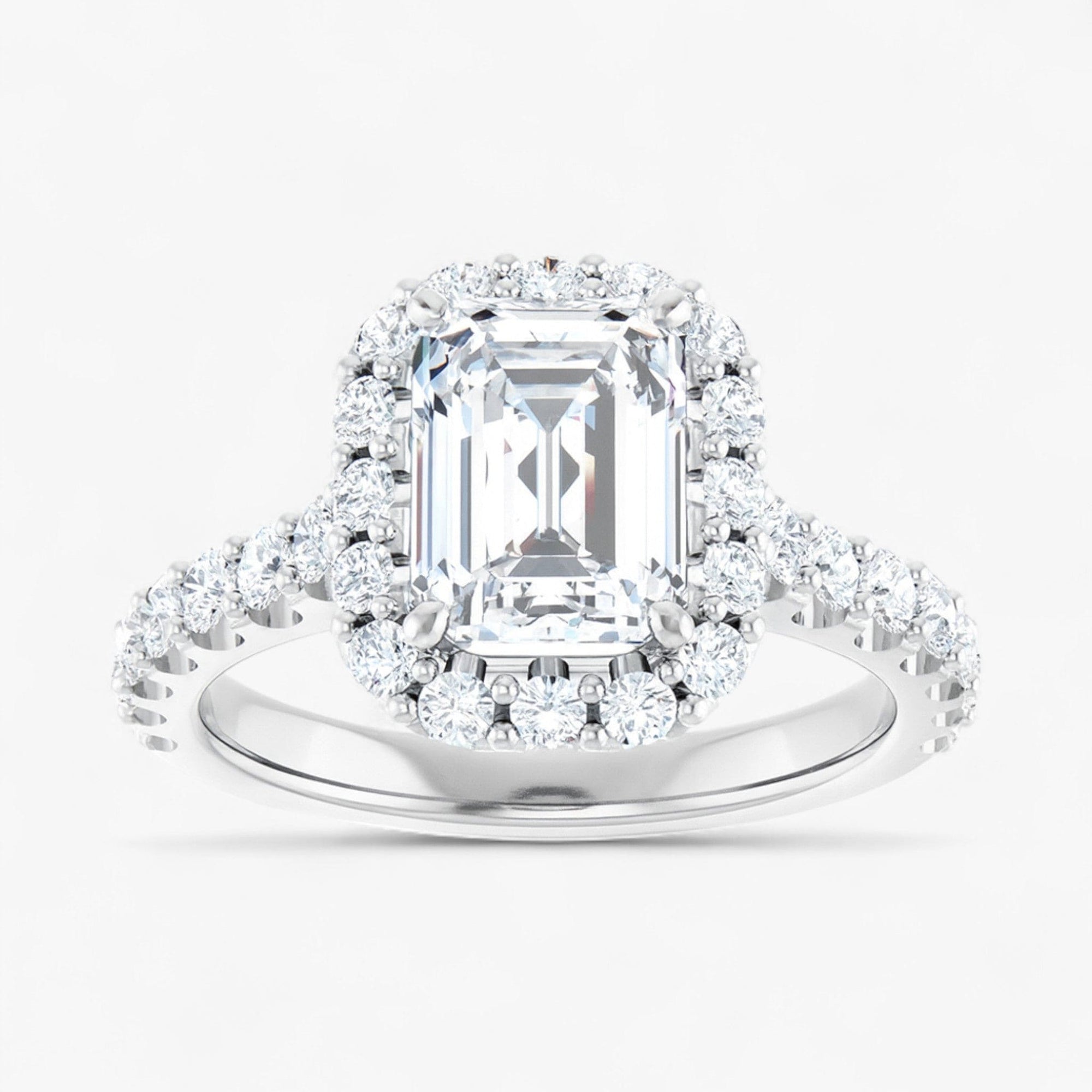 The Iconic Pavé Halo Engagement Ring | Emerald