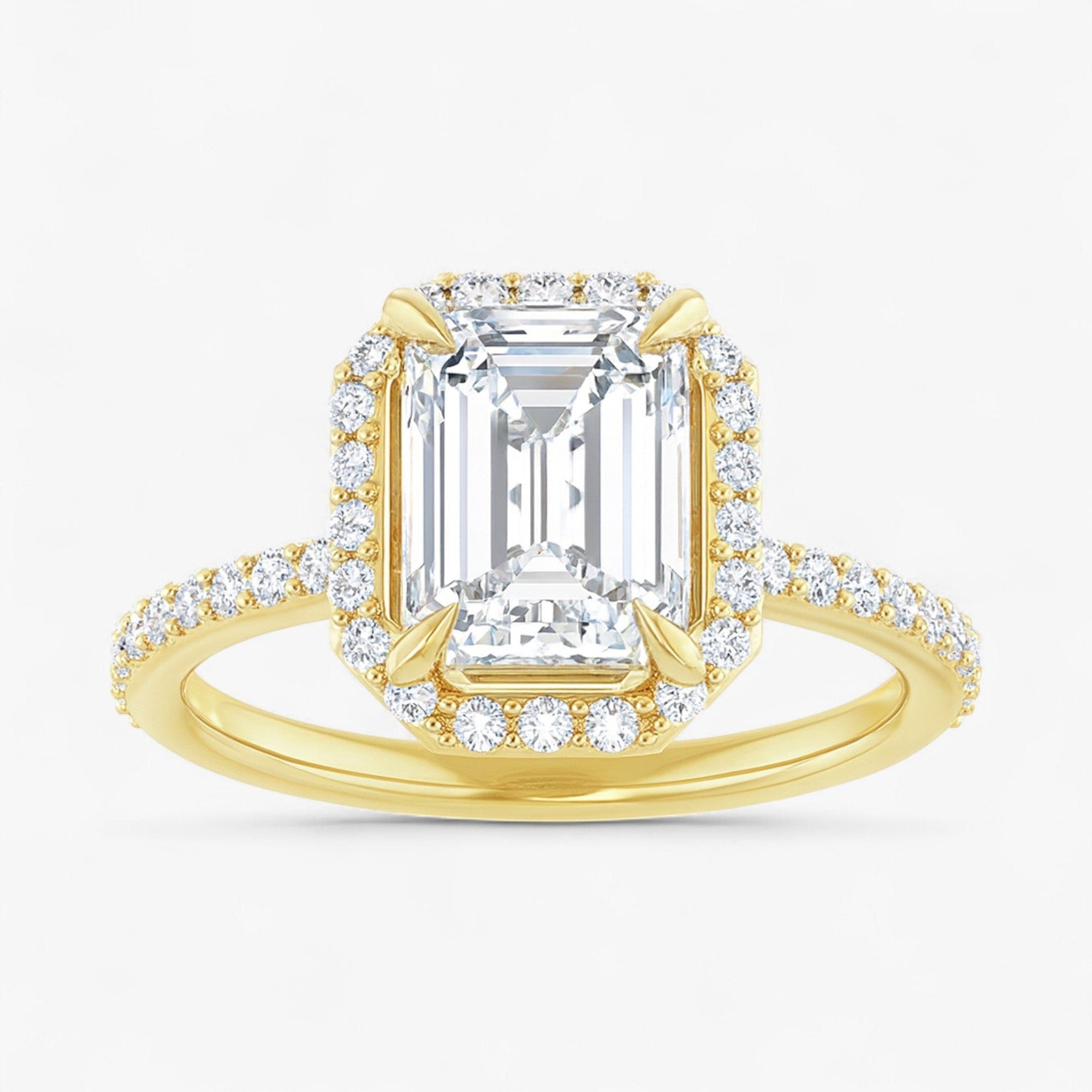 The Timeless Pavé Halo Engagement Ring | Emerald