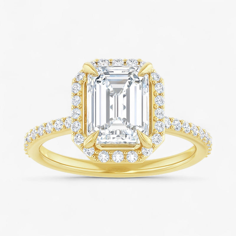 The Timeless Pavé Halo Engagement Ring | Emerald