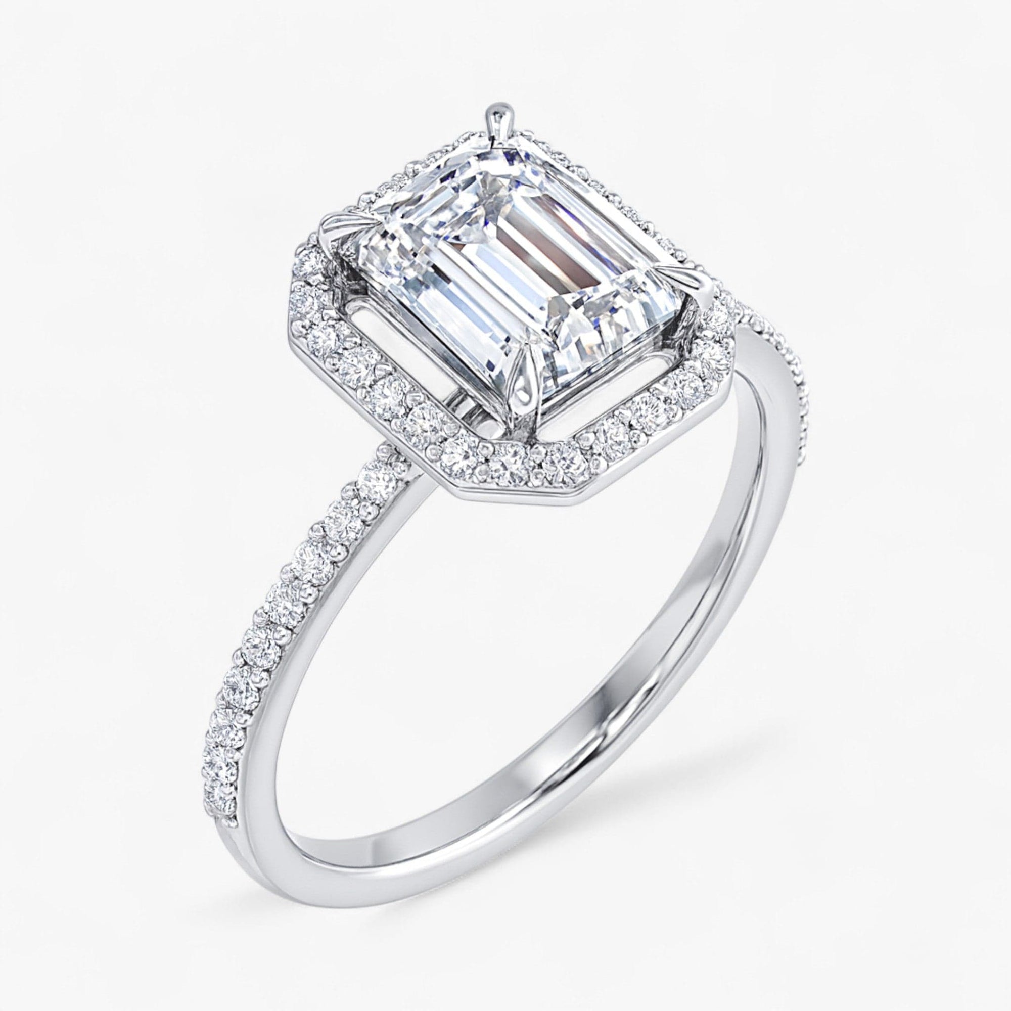 The Timeless Pavé Halo Engagement Ring | Emerald