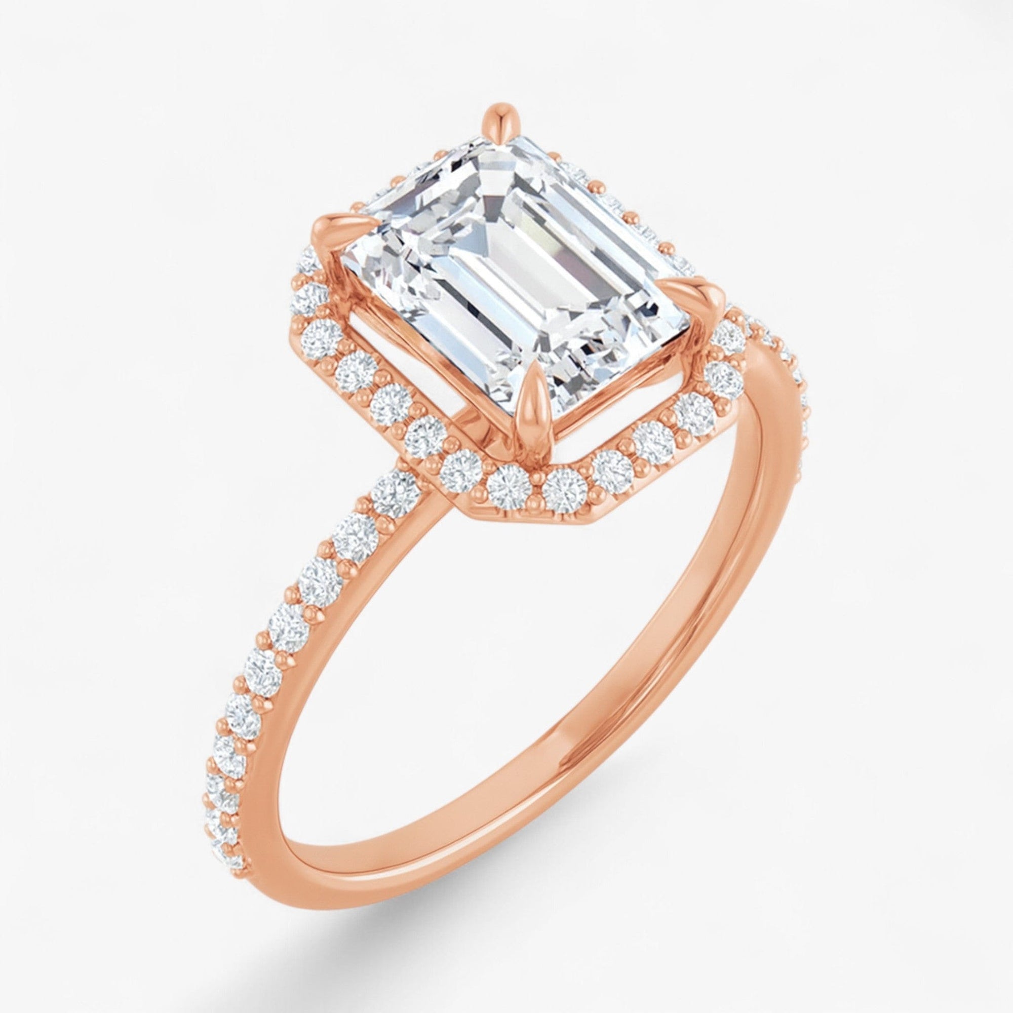 The Timeless Pavé Halo Engagement Ring | Emerald