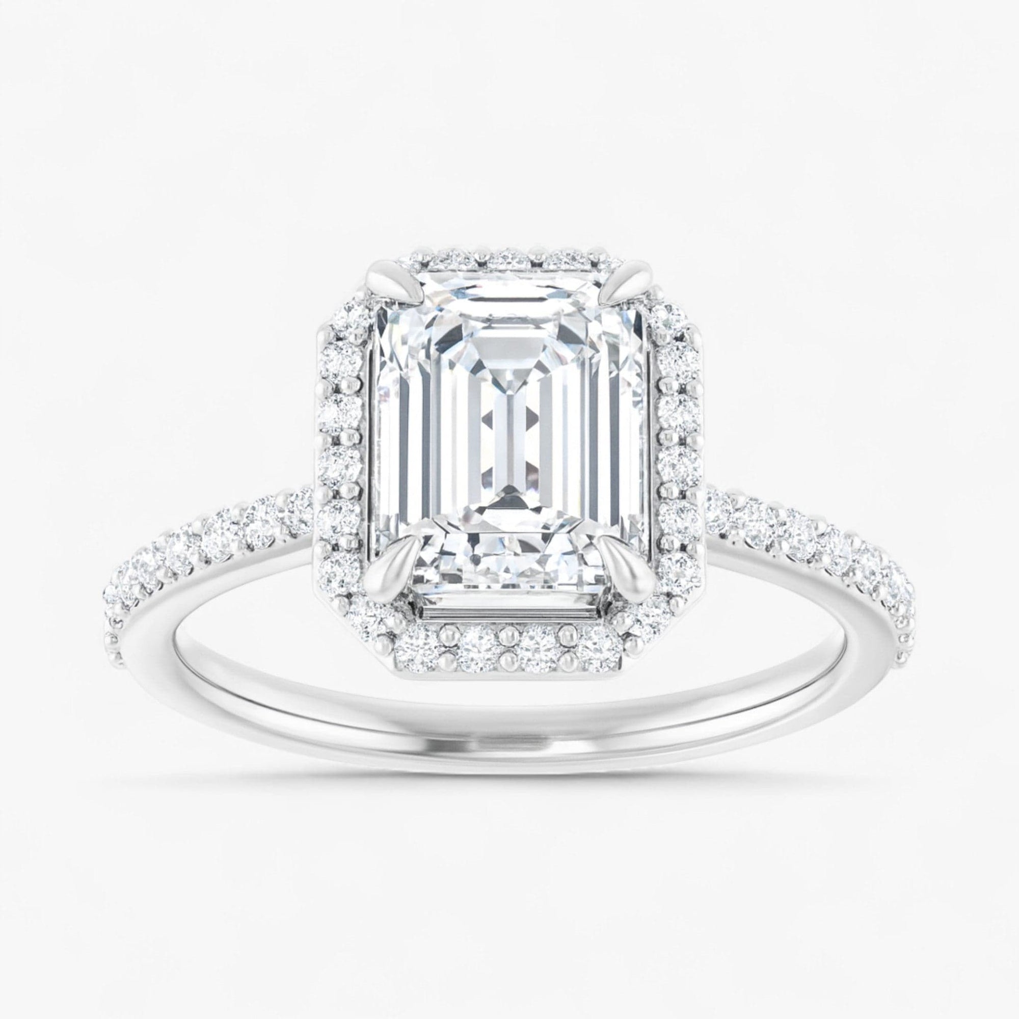The Timeless Pavé Halo Engagement Ring | Emerald