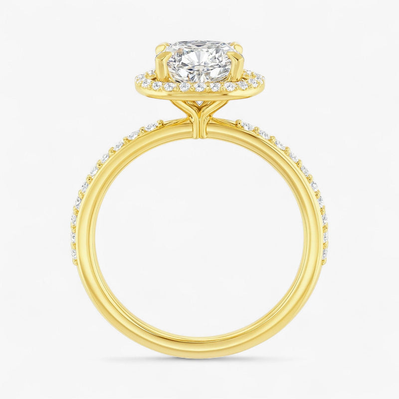 The Timeless Pavé Halo Engagement Ring | Cushion