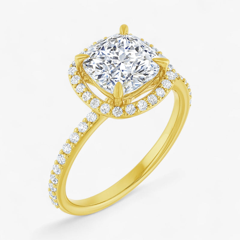 The Timeless Pavé Halo Engagement Ring | Cushion